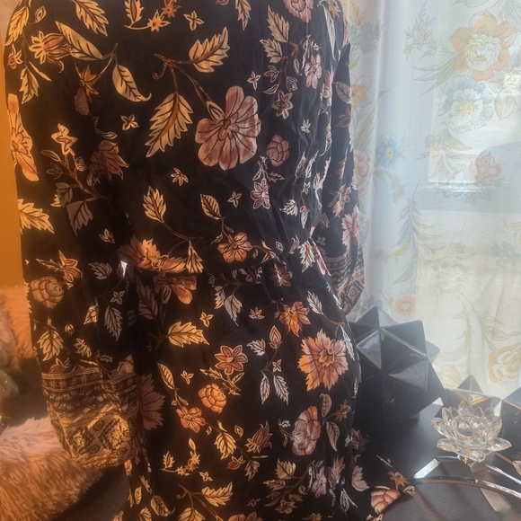 Old Navy Black Maxi Dress with Peach Floral Print - Picture 3 of 3